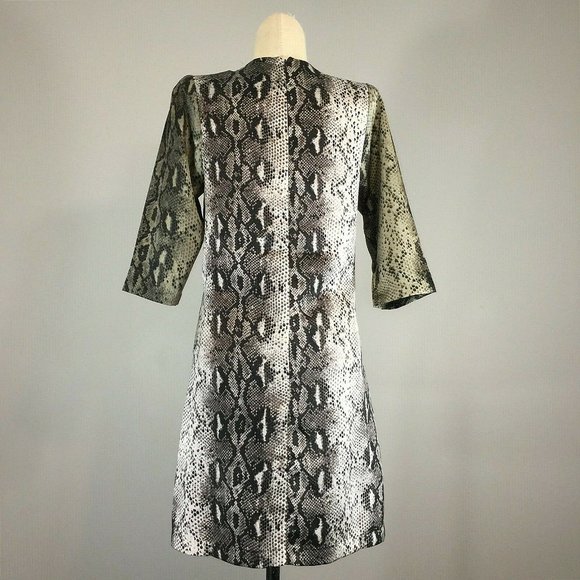 Nwt Sen Snake Print Reptile Mini Dress XS Womens Plunge V Neck Edgy Bold Chic - Picture 5 of 7